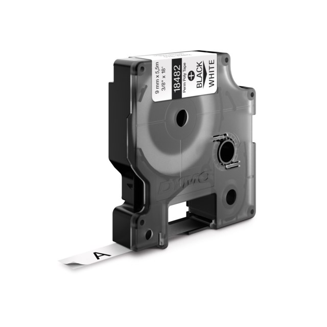Märkband Dymo Rhino Ind polyester 9mm svart/vit - 9mm - 1