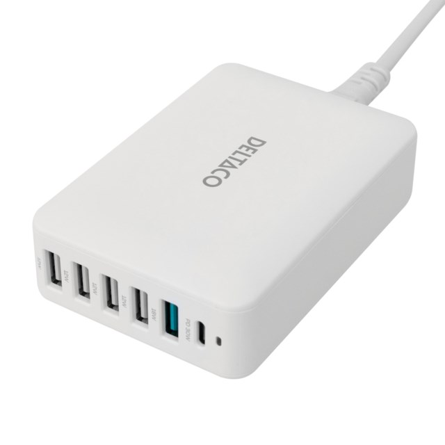 Multi 6 USB Laddare 4x USB-A 1x USB-A 18W 1x USB-C PD 30W - 1