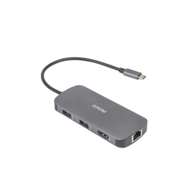 Dockningsstation Deltaco USB-C/USB-A, SD/microSD, HDMI, VGA - 1