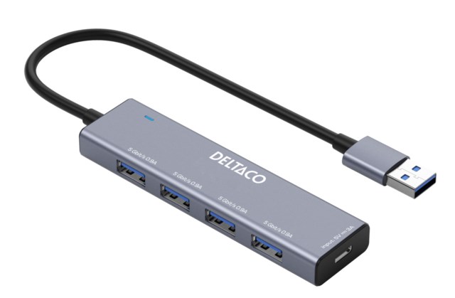 USB-A Hub 4x USB-A Hon 5 Gbps Aluminium Grå - 1