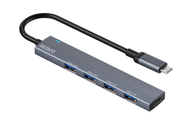 USB-C Hub 5 Gbps 4x USB-A Hon Aluminium Grå - 1