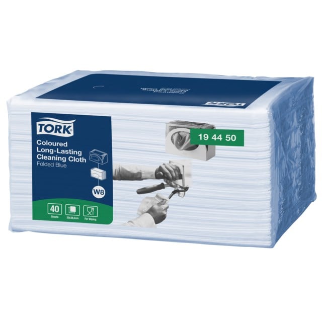 Rengöringsduk Tork W8 30x38cm blå 40st/fp - 300x380mm - 1