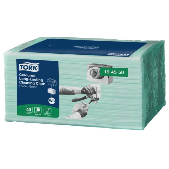Rengöringsduk Tork W8 30x38cm grön 40st/fp - 300x380mm - 1