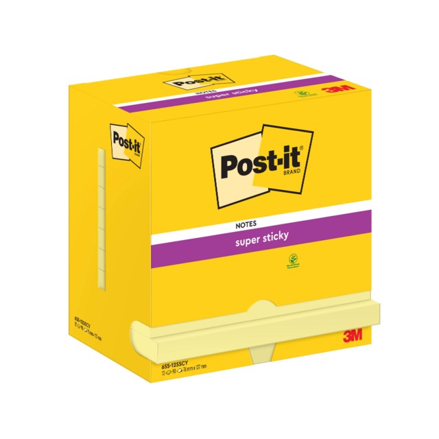 Post-it Super Sticky 655-12SSCY 76x127 mm gul 12st/fp - 76x127mm - 1