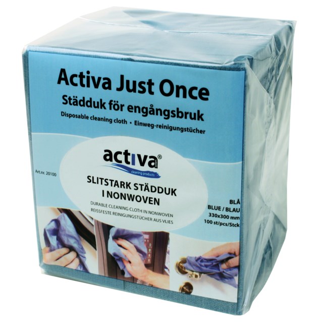 Rengöringsduk Activa JustOnce blå 100/fp - 1