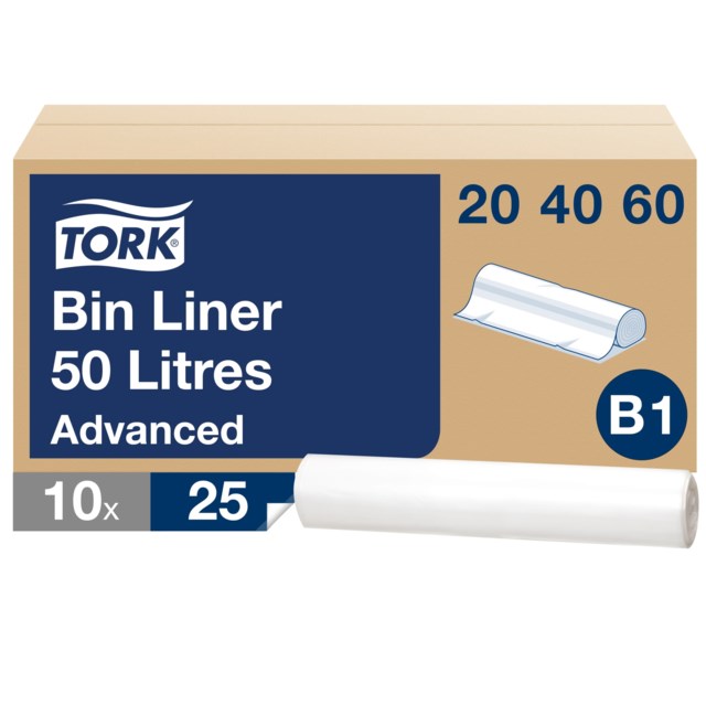 Soppåse Tork 50L B1 transp. 250st/krt - 50L - 1