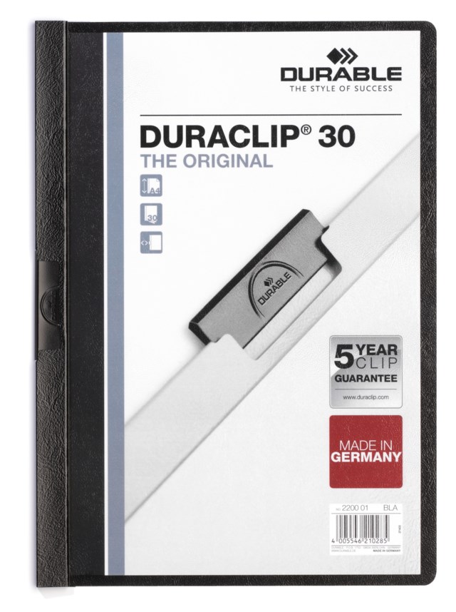 Klämmapp Duraclip A4 30 ark svart - A5+ - 1