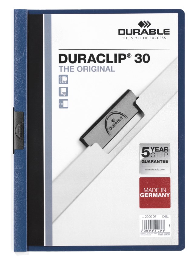 Klämmapp Duraclip A4 30 ark blå - B4 - 1