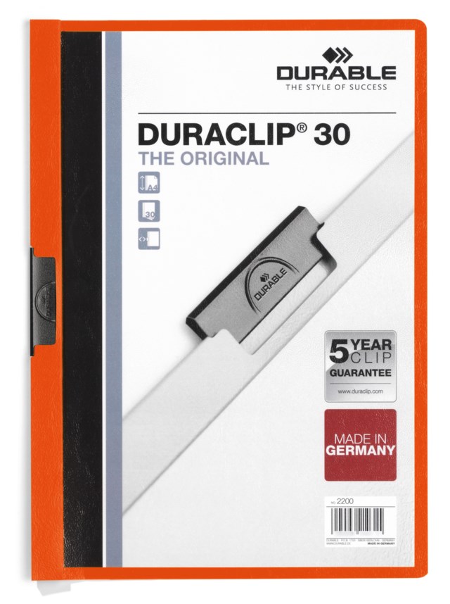 Klämmapp Duraclip A4 30 ark orange - A3 - 1