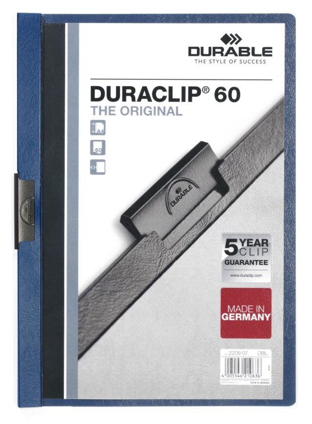 Klämmapp Duraclip A4 60 ark blå - B4 - 1