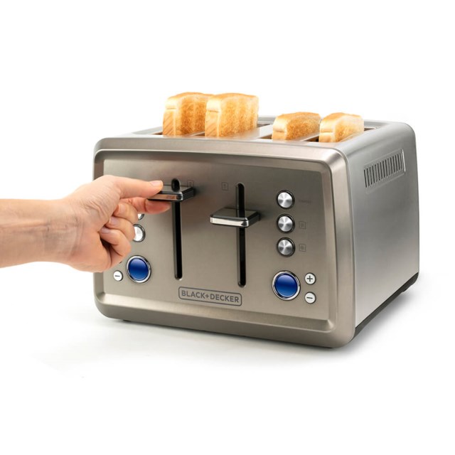 Brödrost Black+Decker 4-Skivor borstat stål 1960W - 1