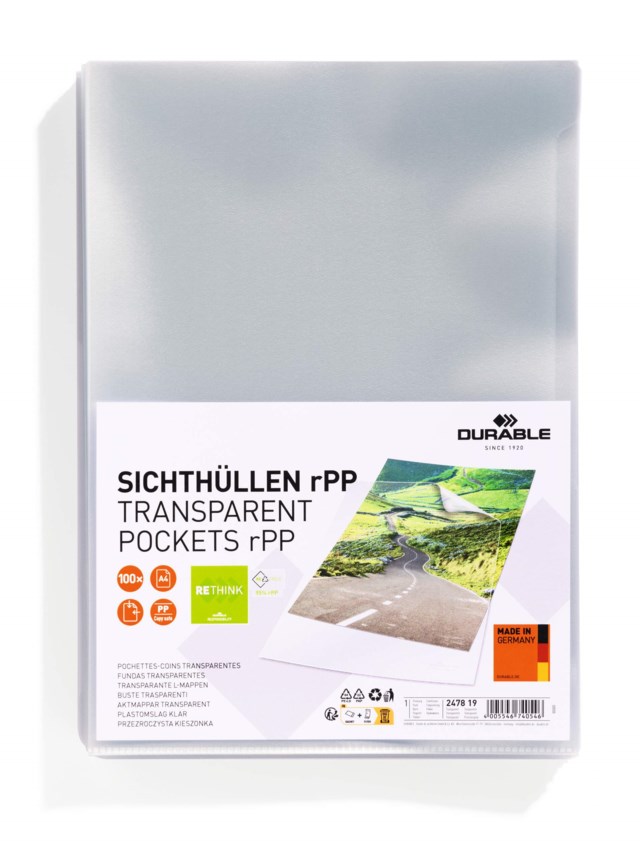 Plastmapp Durable STANDARD A4, återvunnen polypropylen, 100 st - 1