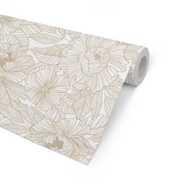 Presentpapper Marquet flowers vit/guld 57cm x 154m 7kg - 570mmx154m - 1