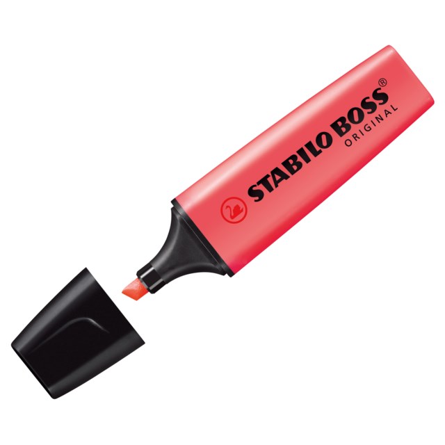 Överstrykningspenna Stabilo Boss röd - 2-5mm - 1