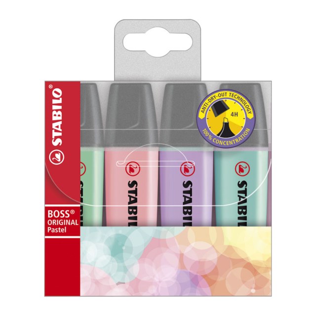 Överstrykningspenna Stabilo Boss pastellfärger 4-set - 2-5mm - 1