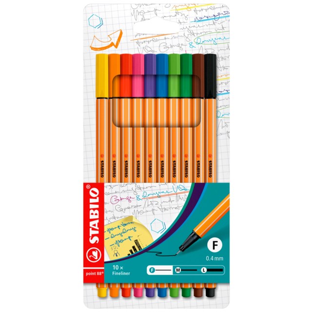 Fiberpenna Stabilo Point 88 Fineliner, 0,4 mm, 10-set - 0,4mm - 1