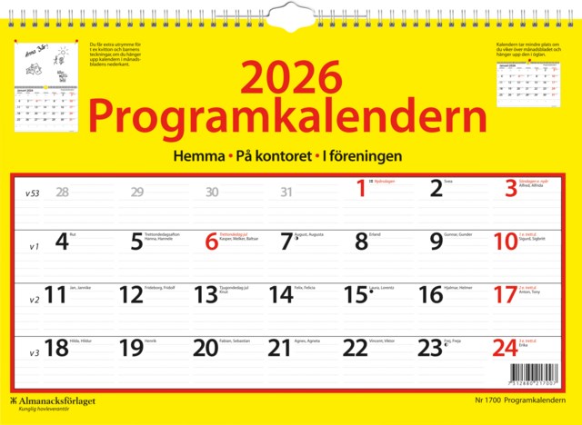 Almanacka Almanacksförlaget väggkalender Programkalendern - 1