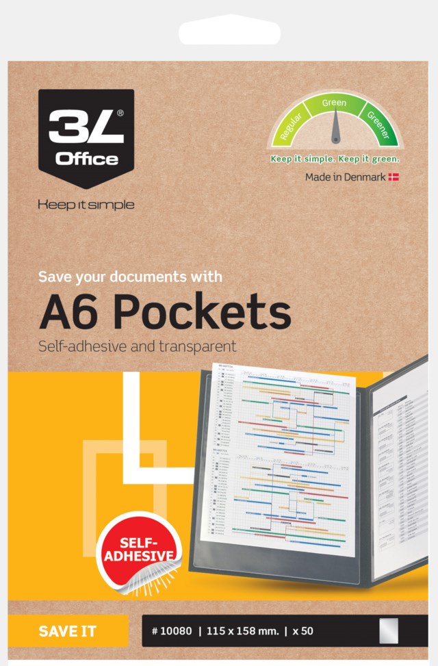 Plastficka 3L A6 självhäftande 50st/fp - A4 - 1