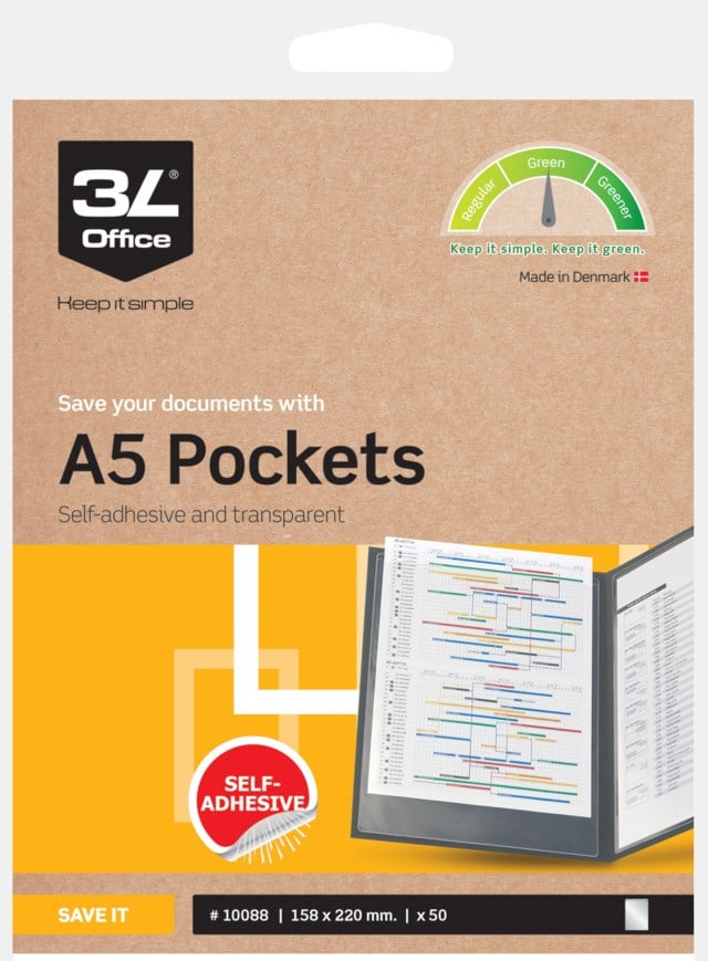 Plastficka 3L A5 självhäftande 50st/fp - A3 - 1