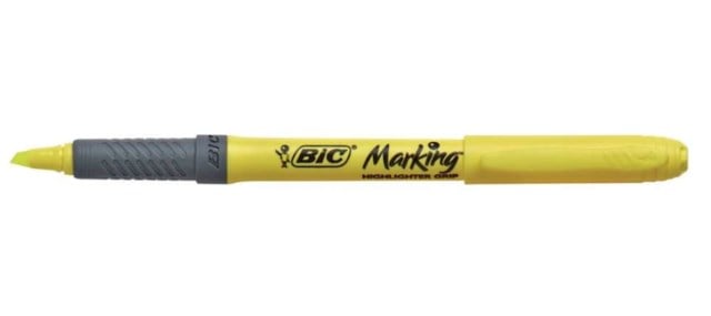Överstrykningspenna Bic Highlighter Grip gul - 1,6-3,2mm - 1