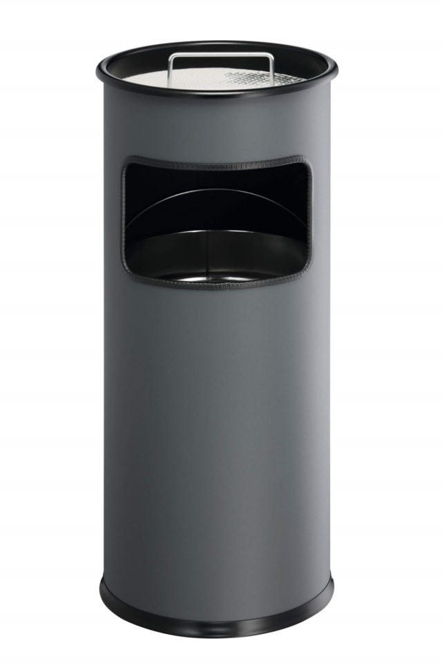 Papperskorg Durable med askkopp, rund, metall, 17 liter - 1