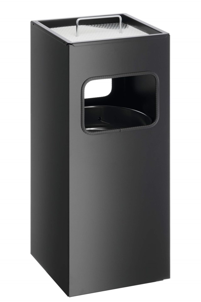 Papperskorg fyrkantig med askkopp - 1