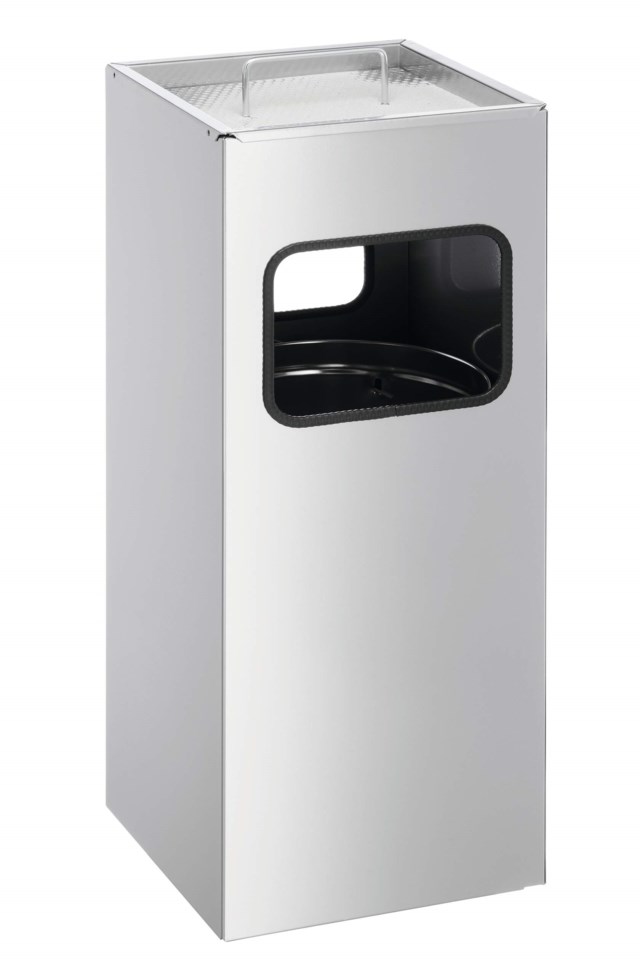 Papperskorg Durable fyrkantig med askkopp, metall, 17 liter - 1