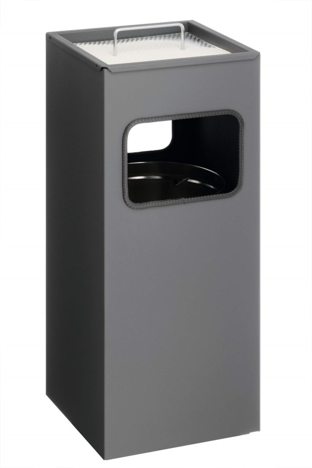 Papperskorg Durable med askkopp, fyrkantig, metall, 17 liter - 1