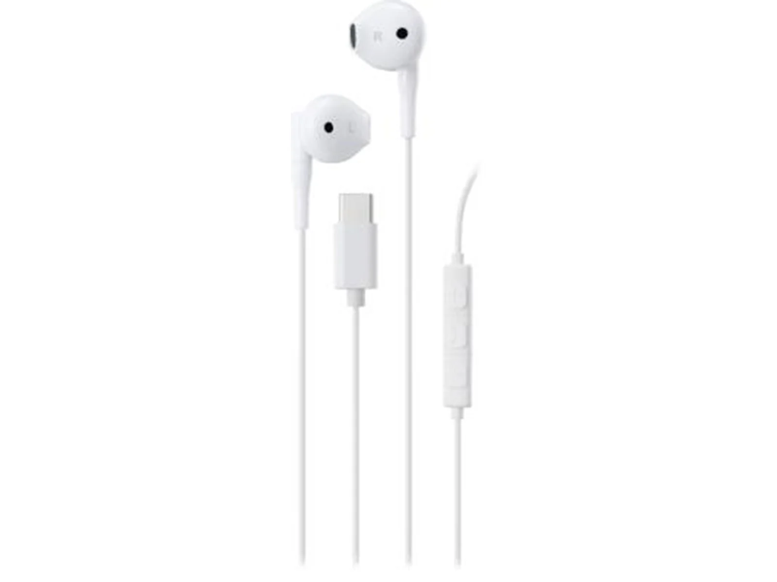 Hörlurar Streetz semi-in-ear med USB-C/mikrofon vit - 1