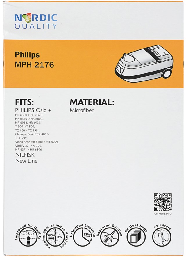 MPH 2176 Dammsugarpåsar 5st + 2 Filter - 1