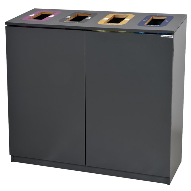 Sorteringsskåp Longopac Bin Multi, 4 inlopp, grå - 1000x1075x440mm - 1