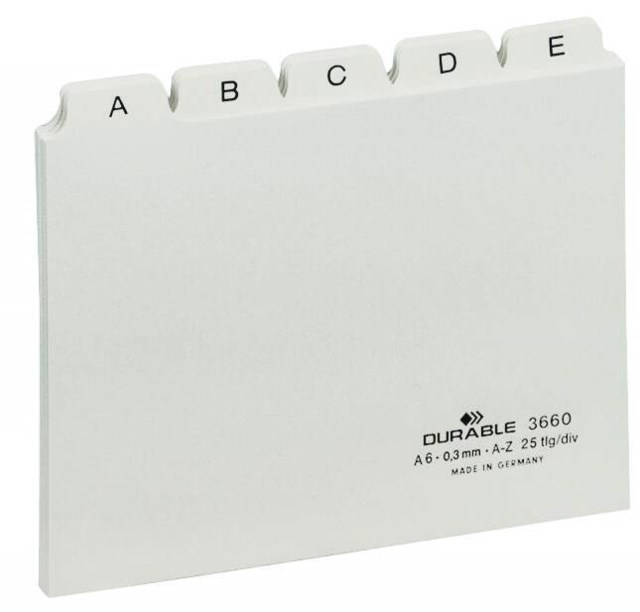 Ledkort Durable A6 A-Z, 25 alfabetsflikar, plast - 1