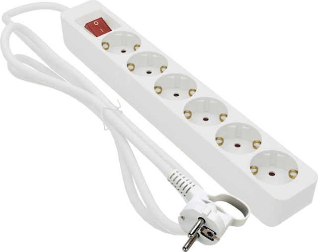 Grenuttag 6-vägs jordad 3m kabel - 3m - 1