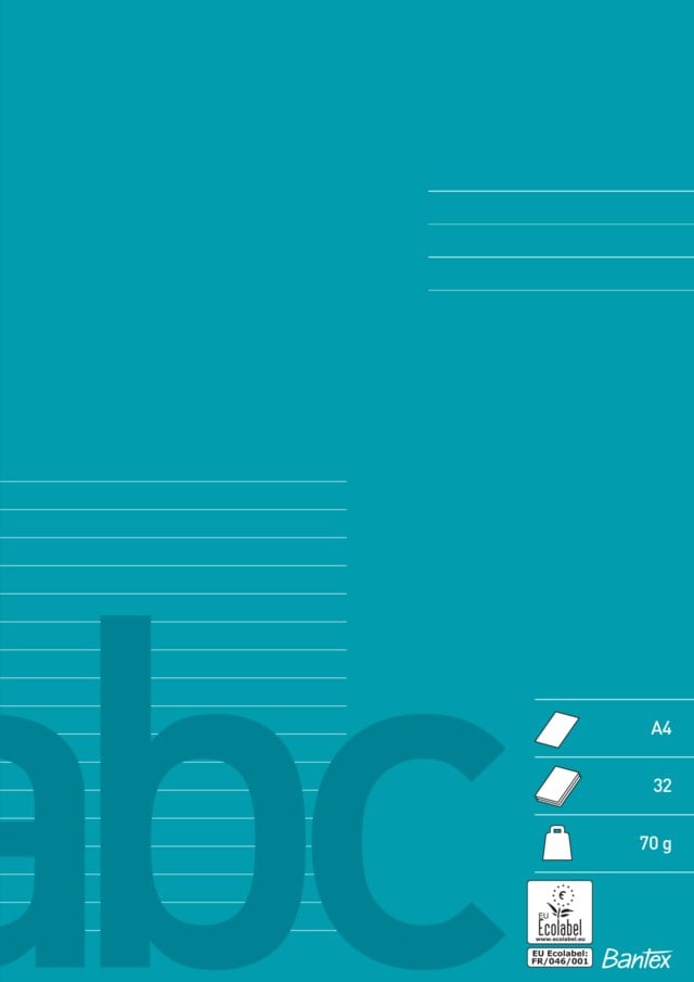 Skolhäfte Bantex A4 linj 1/2 sida 8,5mm petroleum 10st/fp - A4 Linjerat 8,5mm - 1