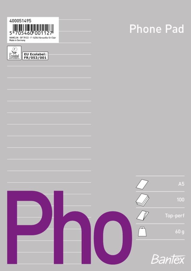 Klammerblock Bantex A5 linjerat - A5 - 1