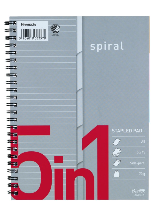 Indexblock Bantex 5 in 1 A4 linjerat - A4 - 1