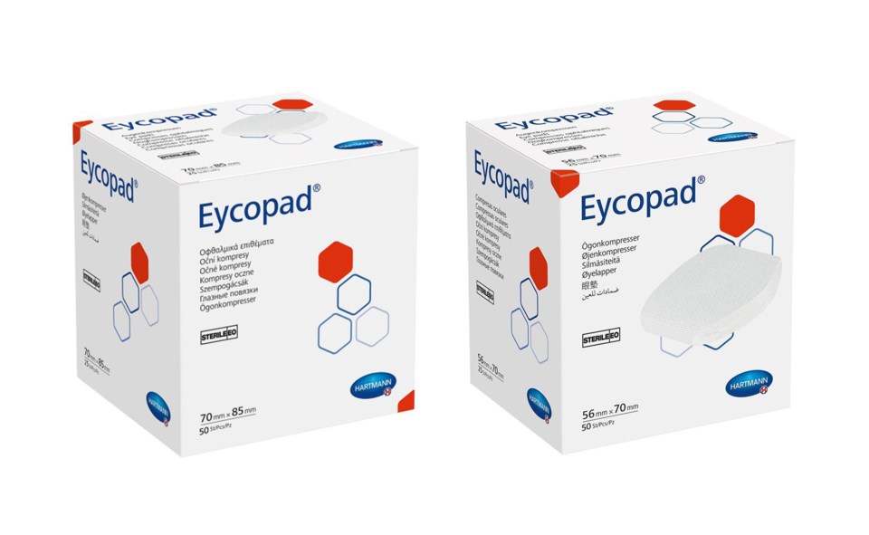Ögonkompress Hartmann Eycopad Osteril, 70 x 85 mm | Kontorab.se