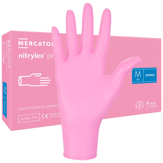 Nitrilhandske engångs Nitrylex Rosa - M - 1