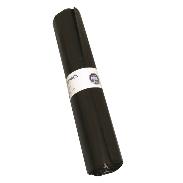 Sopsäck återvunnen 160L svart 10/rl - 160L - 1