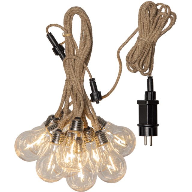 Ljusslinga Star Trading Jutta Outdoor, 10 LED, varmvit, beige jute - 1