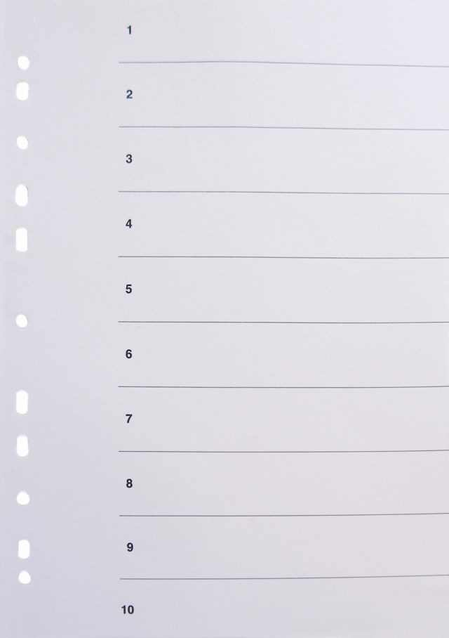 Rubrikblad A4 till register 1-10 - A4+ - 1