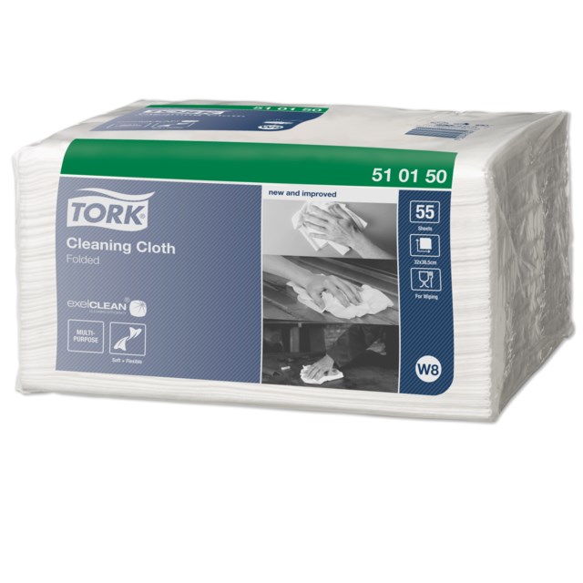Rengöringsduk Tork W8 Small Pack 32x38,5cm vit 55st/fp - 320x385mm - 1