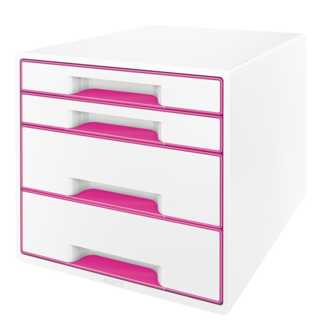 Förvaringsbox Leitz WOW 4 lådor vit/rosa - 1