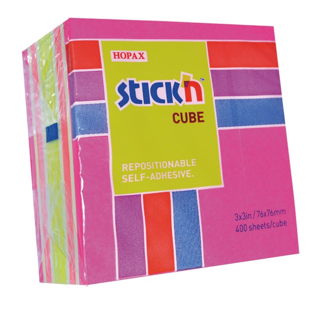 Häftis Stick'n Notes Kub 76x76mm rosa/röd - 76x76mm - 1