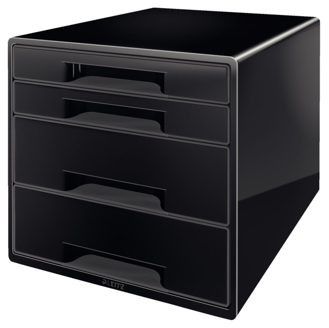 Förvaringsbox Leitz WOW 4 lådor helsvart - 1