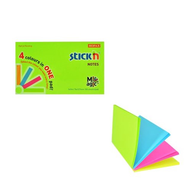 Häftis Stick'n Notes Kub 76x127mm neonfärger - 76x127mm - 1