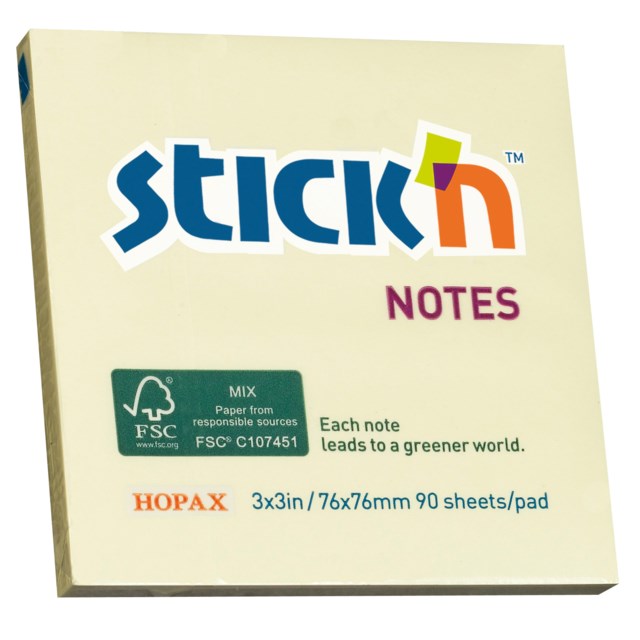 Häftis Stick'n Notes FSC 76x76mm gul - 76x76mm - 1
