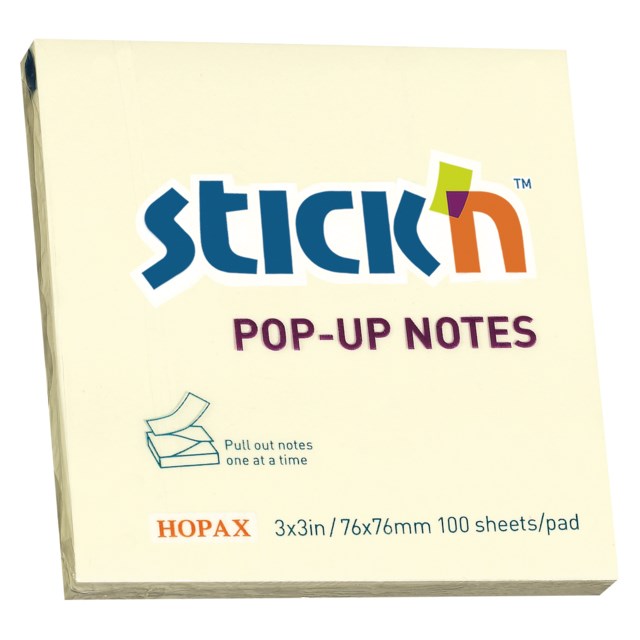 Häftis Stick'n Pop-up Notes 76x76mm gul - 76x76mm - 1