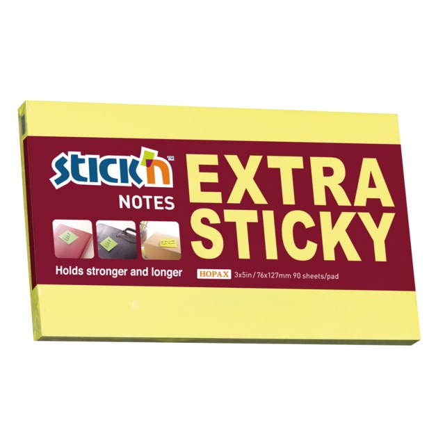 Häftis Stick'n Extra Sticky 76x127mm neongul - 76x127mm - 1