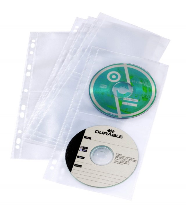 CD/DVD-ficka Durable Hålad för pärm, 4 skivor - 1